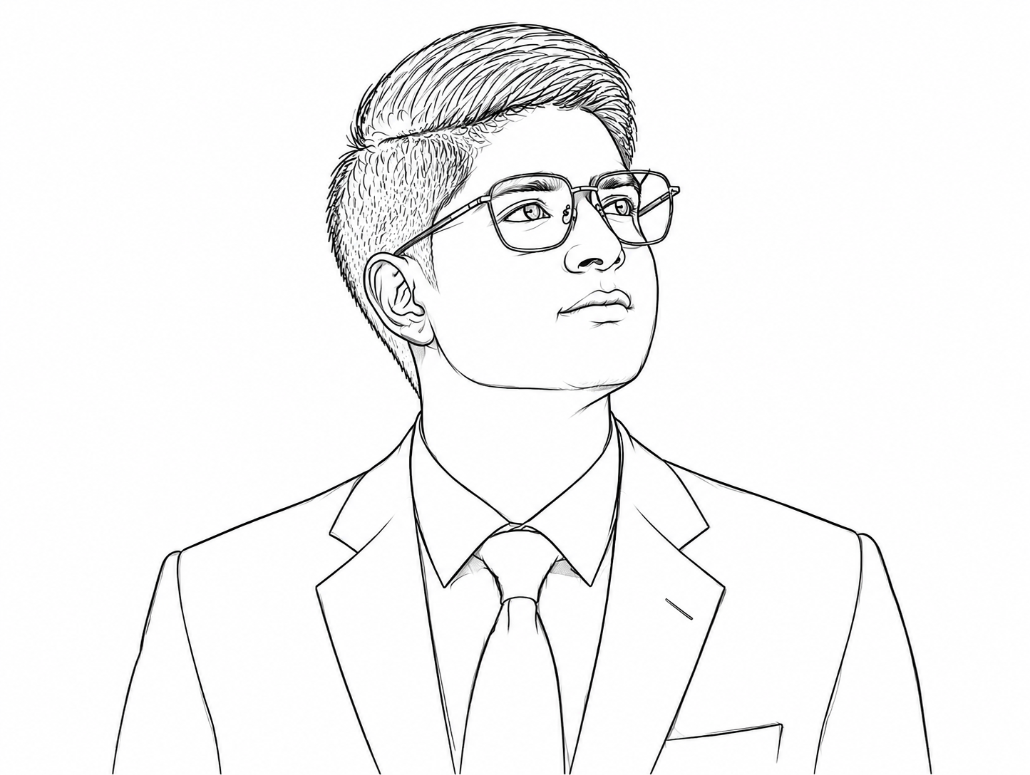 Line-art sketch portrait of Shubh Saxena